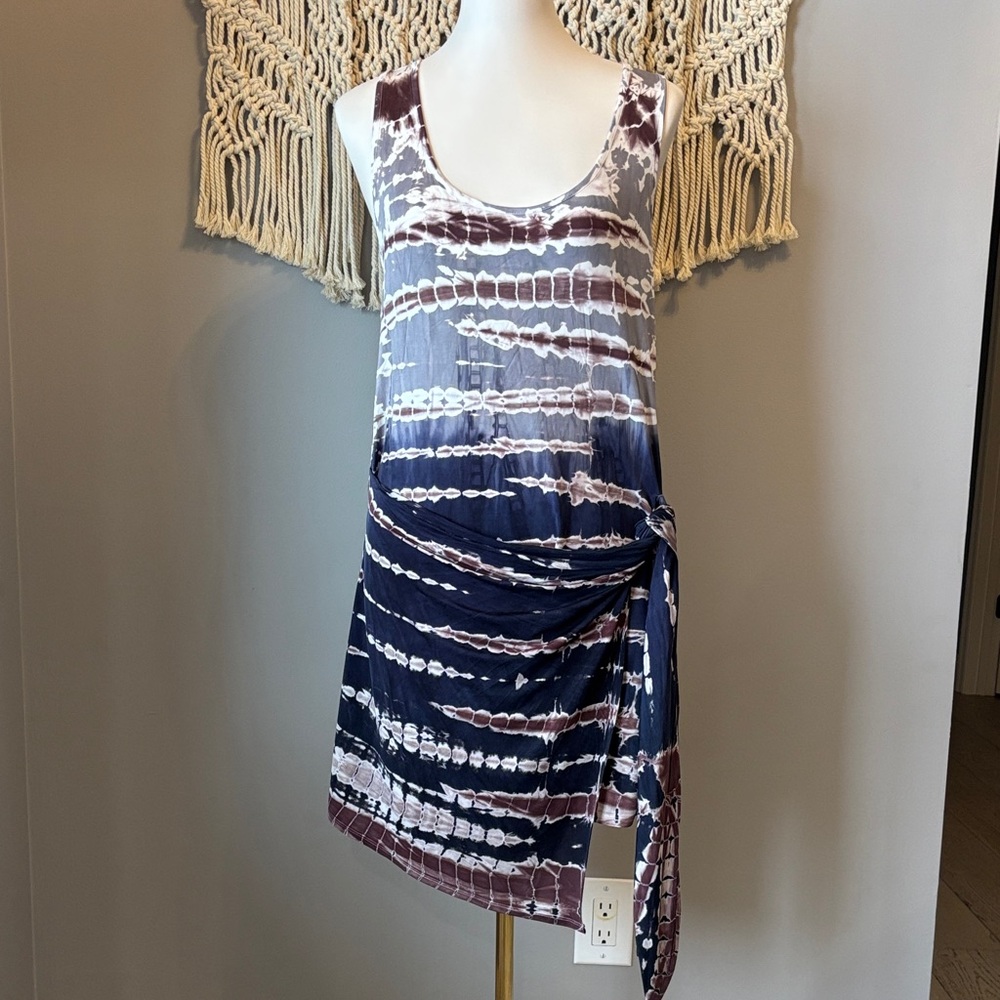 Young Fabulous & Broke Tie-Dye Mini Dress in Blue and Brown